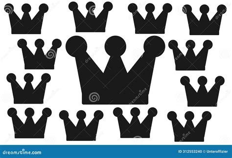 Several Similar Same Alike King Crowns Silhouette White Backdrop Stock Illustration ...