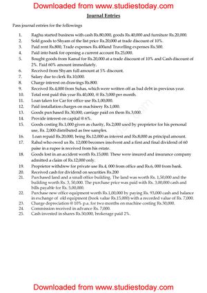 Image result for Journal Entry Class 11 Questions