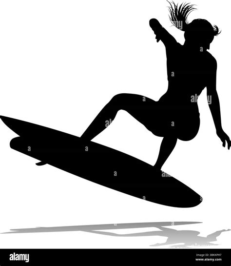 Woman Surfer Surfboard Female Surfer Silhouette Stock Vector Image ...