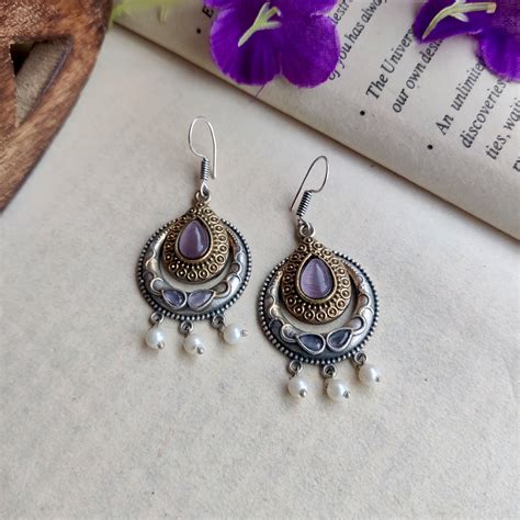 "Anis"Dual tone Oxidized Hook Earrings – The Fiona Store