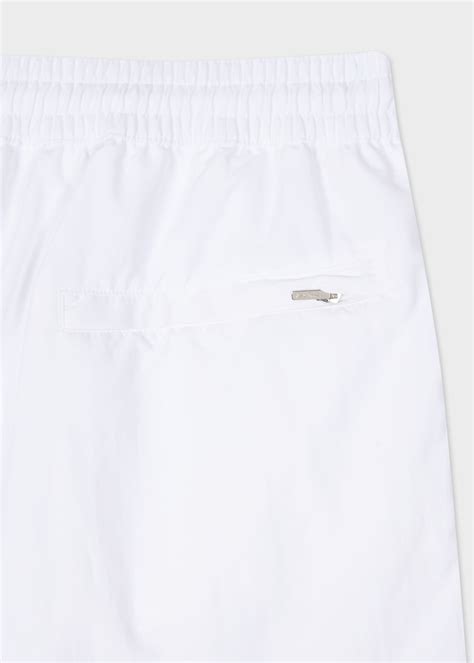 Men's White Swim Shorts With 'Artist Stripe' Trim