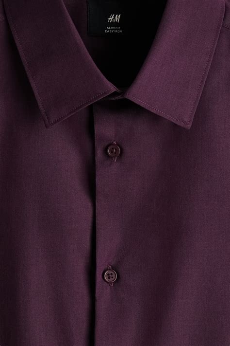 Men’s Dark purple Slim Fit Easy-iron shirt | H&M IN