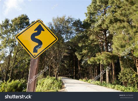 Winding Road Signyellow Winding Road Ahead Stock Photo 242782852 ...