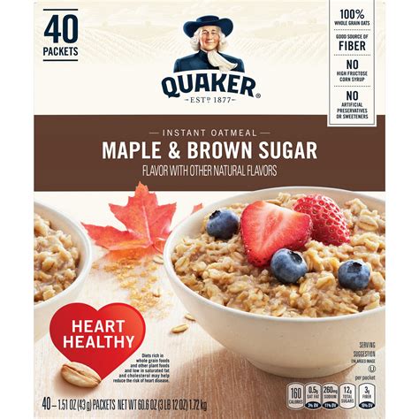 Quaker Instant Oatmeal Maple & Brown Sugar 40pk Bulk Box - Martha's ...