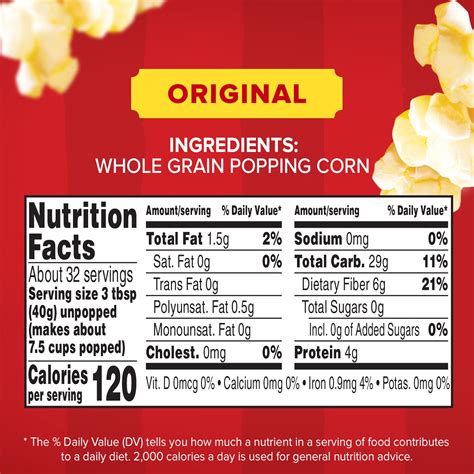 Orville Redenbacher Extra Butter Popcorn Nutrition Facts at James ...