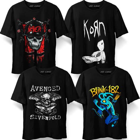 Korn Slayer Blink-182 Avenged Sevenfold Camiseta Banda Rock - Melhora o ...