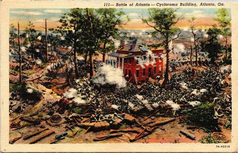Vtg Georgia GA Battle of Atlanta Cyclorama Building 1930s Linen ...