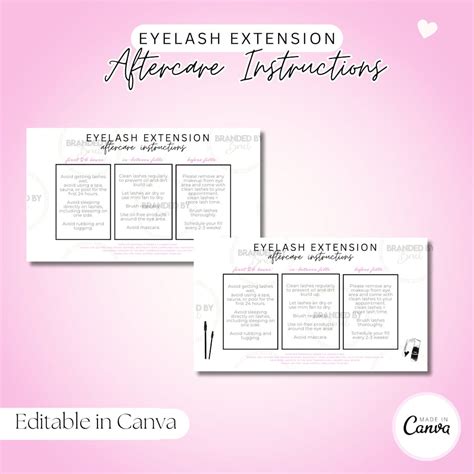 Editable Eyelash Extension Aftercare Instructions - Etsy