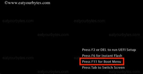 Image result for F11 Boot Menu