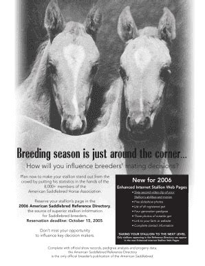 Fillable Online Reference directory mailer 9-05 - American Saddlebred ...