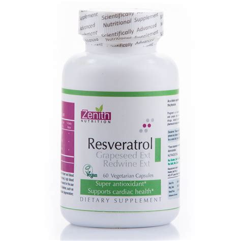 zenith nutrition resveratrol, grapeseed ext and redwine ext - 60 ...