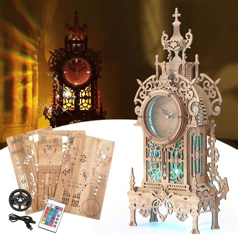 Buy FUNPOLA 3D Wood Puzzle LED Tower Clock Model, 3D Puzzle Building ...