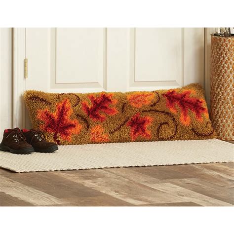 Herrschners Swirling Leaves Draft Dodger Latch Hook Kit, Color ...