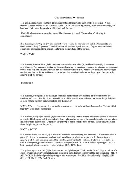 Image result for Simple Genetics Practice Problems Answer Key