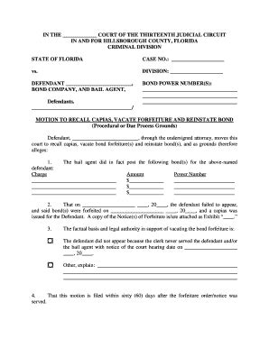 Motion to Recall Capias - Blank Fillable Template | Fill Out, Print ...