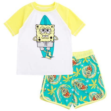 SpongeBob SquarePants Surfboard UPF 50+ Rash Guard and Swim Trunks ...
