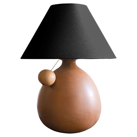 Black Ceramic Table Lamp Black Linen Shade and Ball Pull, Barro Bruñido ...