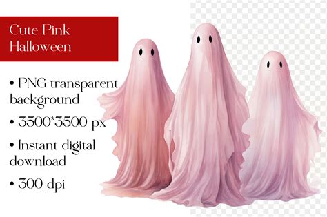 Cute Pink Halloween Ghosts Graphic by TheArcherDesign · Creative Fabrica