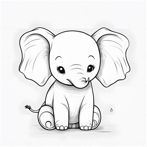 Premium AI Image | Cute Baby Elephant Line Art Drawing