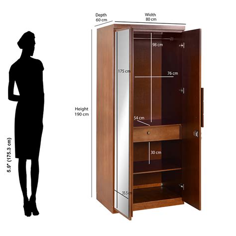 Hedron 2 Door Wardrobe With Mirror (Antique Cherry) – Nilkamal Homes