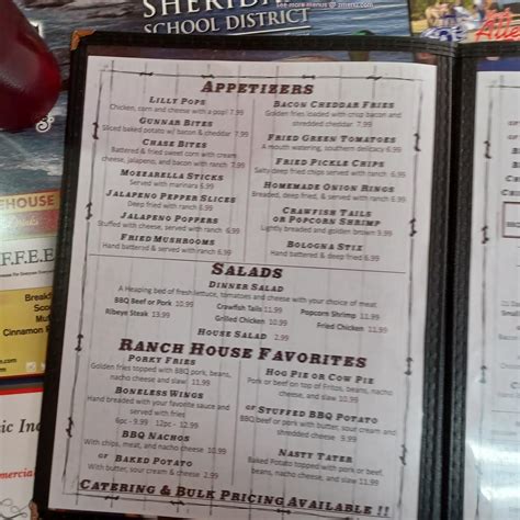 Menu at Wright's Ranch House steakhouse, Sheridan