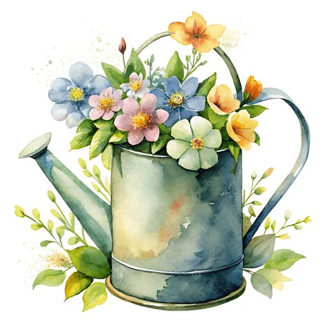 Vintage Watering Can Clip Art Floral Vintage Watering Can Watercolor