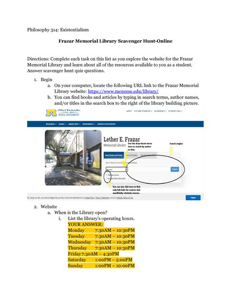 PHIL 314 Library Scavenger Hunt - Philosophy 314: Existentialism Frazar ...