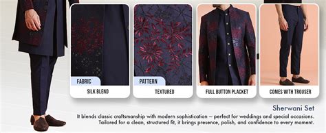 Buy KISAH Men Azure Handloom Woven Design Sherwani, Indo-Western Full ...