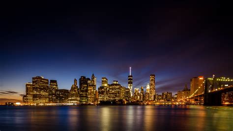 New York City Wallpaper 4K, Long exposure, Skyline