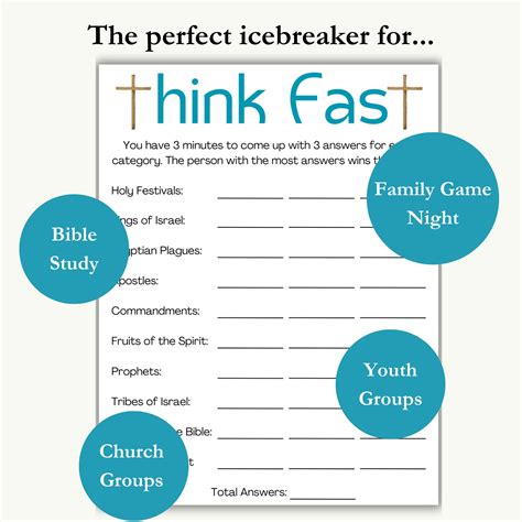 Bible Think Fast Printable Game, Bible Study, Youth Group, Kids Sunday ...