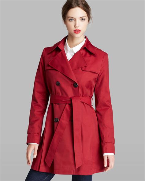 Lyst - Dkny Trench Coat Double Breasted Hooded in Red