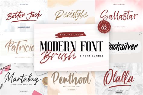 Modern Brush Font Bundle, Brush Font, Paint Brush Font, Modern Brush ...