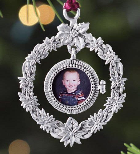 Pewter Wreath Photo Frame Ornament in Poinsettia ** This is an Amazon ...