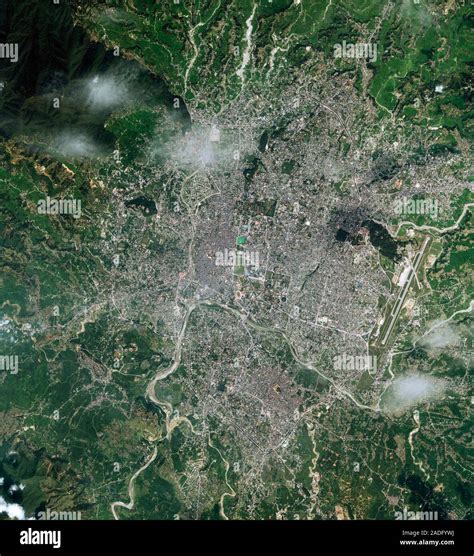 Kathmandu, Nepal, satellite image. North is at top. Kathmandu, which ...