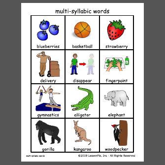 multi-syllabic words