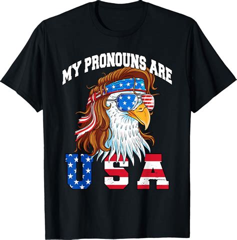 My Pronouns Are USA Eagle American Funny 4th of July T-Shirt Tops Tee ...