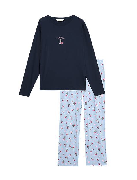 Buy Cotton Rich Printed Pyjama Set at Marks & Spencer