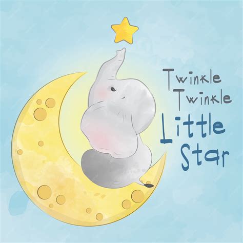 Baby elephant twinkle twinkle little star | Premium Vector
