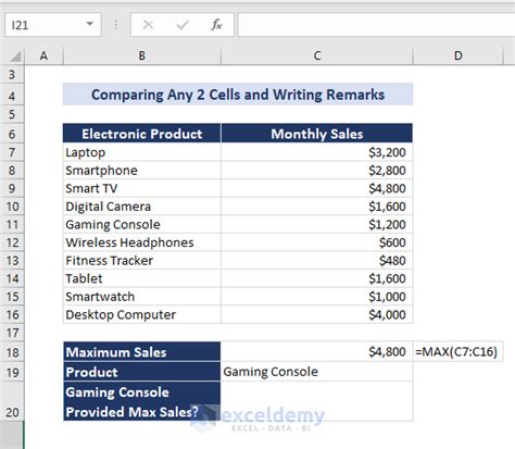 How to Compare Data in Excel Cells 的图像结果