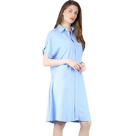 Women's Linen Short Sleeve Button Front Shirt Dress