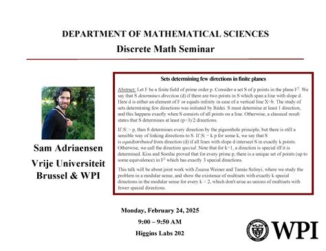 Mathematical Sciences Department Discrete Math Seminar - Sam Adriaensen ...