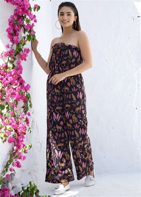 Get Leopard Printed Hault Bandeau Jumpsuit at ₹ 2820 | LBB Shop