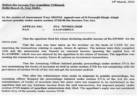 No Penalty for Non-Audit under Section 271B without Bookkeeping Requirement