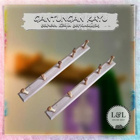 Jual Kapstok Kayu Gantungan Baju Gantungan Hook Cantolan Hanger Dinding ...