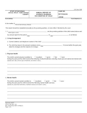 Fillable Online JC 94, Annual Report of Juvenile Guardian On Condition ...