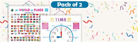 Set of 2 My World of Flags and TIME Early Learning Educational Charts ...