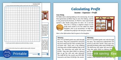 Calculating Profit Worksheet (teacher made) - Twinkl