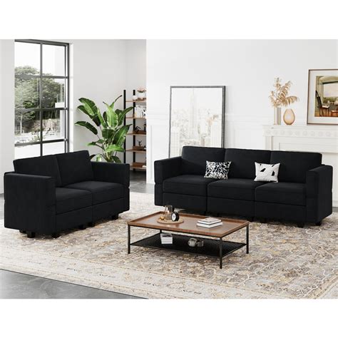 Teangela Velvet Sectional Living Room Set Storage Seat Livingroom Sofa ...