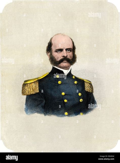 Union General Ambrose Burnside, US Civil War. Hand-colored steel ...