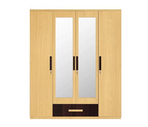 Engineering Wood 4 Door Wardrobe in Dark Maple & Bavarian Beech - BuildHUB